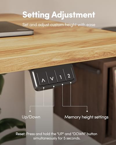 FEZIBO Electric Standing Desk Height Adjustable, 40 x 24 Inches Sit Stand up Desk, Home Office Computer Desk Rising Memory Presets (Light Rustic) FEZIBO