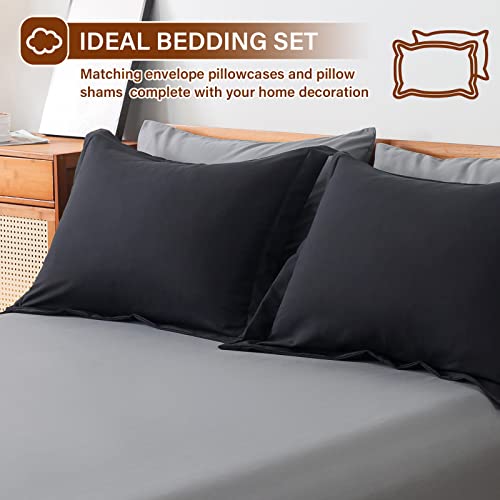 Cosybay Bed in a Bag Full Reversible Comforter Sets 7pcs All Season Down Alternative Bedding Sets Black and Grey with Comforter, Pillow Shams, Flat Sheet, Fitted Sheet and Pillowcase Cosybay