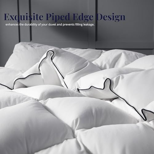 Ubauba Goose Feather Down Fiber Comforter Twin Size - Extra Fluffy 100% Cotton White Duvet Insert, High Fill Power, All-Season Medium Warmth, Hotel Luxury Bedding, 68 x 90 Inches Ubauba