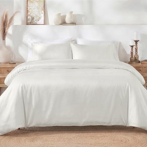 California Design Den 3 Pc Full/Queen Size Duvet Cover Set - Winner Good Housekeeping Best Bedding Awards 2025, 400 Thread Count Sateen, 100% Cotton Duvet Cover - Ivory (Pale Tone) California Design Den