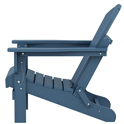 SERWALL Folding Adirondack Chairs Weather Resistant for Outdoor, Patio, Lawn, Garden, Backyard Deck, Fire Pit - Blue SERWALL