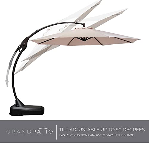 Grand patio 11FT Cantilever Umbrella with Base Outdoor Large Round Aluminum Offset Umbrella for Patio Garden Backyard (Champagne, 11 FT) Grand patio