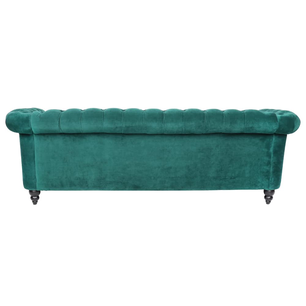 LEVNARY Three-Seat Velvet Sofa, Large Sofa Classic Tufted Chesterfield Settee Modern 3 Seater Couch Furniture Tufted Back for Living Room, Green LEVNARY