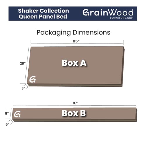 Grain Wood Furniture Shaker Solid Wood Panel Platform Bed, Queen Size, Walnut Grain Wood Furniture