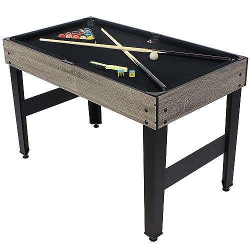 Sunnydaze 10-in-1 Game Table - Combination Multi-Game Table with Billiards, Push Hockey, Foosball, Ping Pong, and More - 49.5-Inch - Classic Wood Stain Sunnydaze