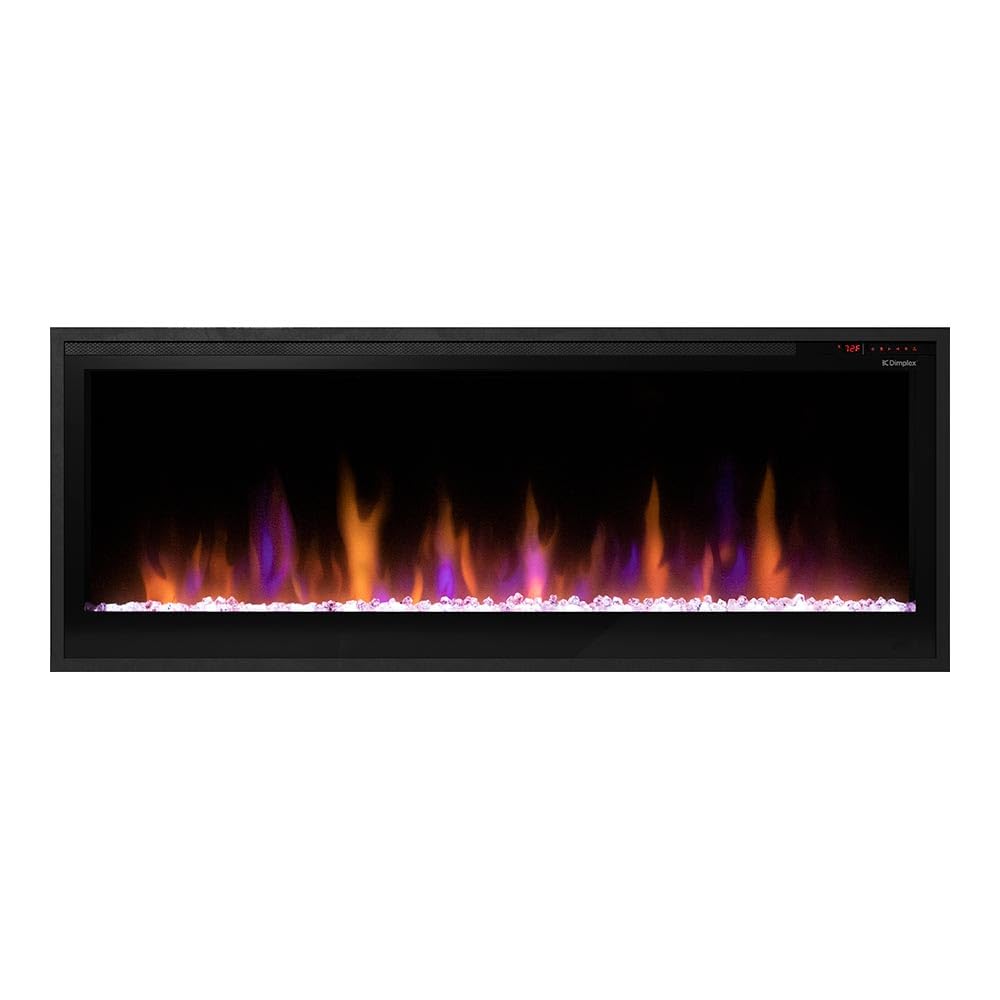 Dimplex 50 Inch Slim Built-in Linear Electric Fireplace Heater | Shallow 4-Inch Depth with LED Multi-Color Flames | Remote and Acrylic Crystal Ember Bed Included | Thin Flush Mount | 1500W DIMPLEX