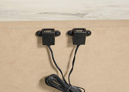 Signature Design by Ashley Cambeck Farmhouse Industrial 2 Drawer Two Drawer Nightstand with 2 Slim-Profile USB Charging Stations, Whitewash Signature Design by Ashley