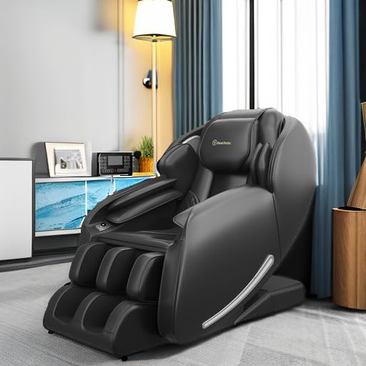 Real Relax 2025 Massage Chair Full Body, Zero Gravity SL-Track Shiatsu Massage Recliner with Heat, APP Control, Child Lock, Body Scan Bluetooth Foot Roller, Favor 06, All Black Real Relax