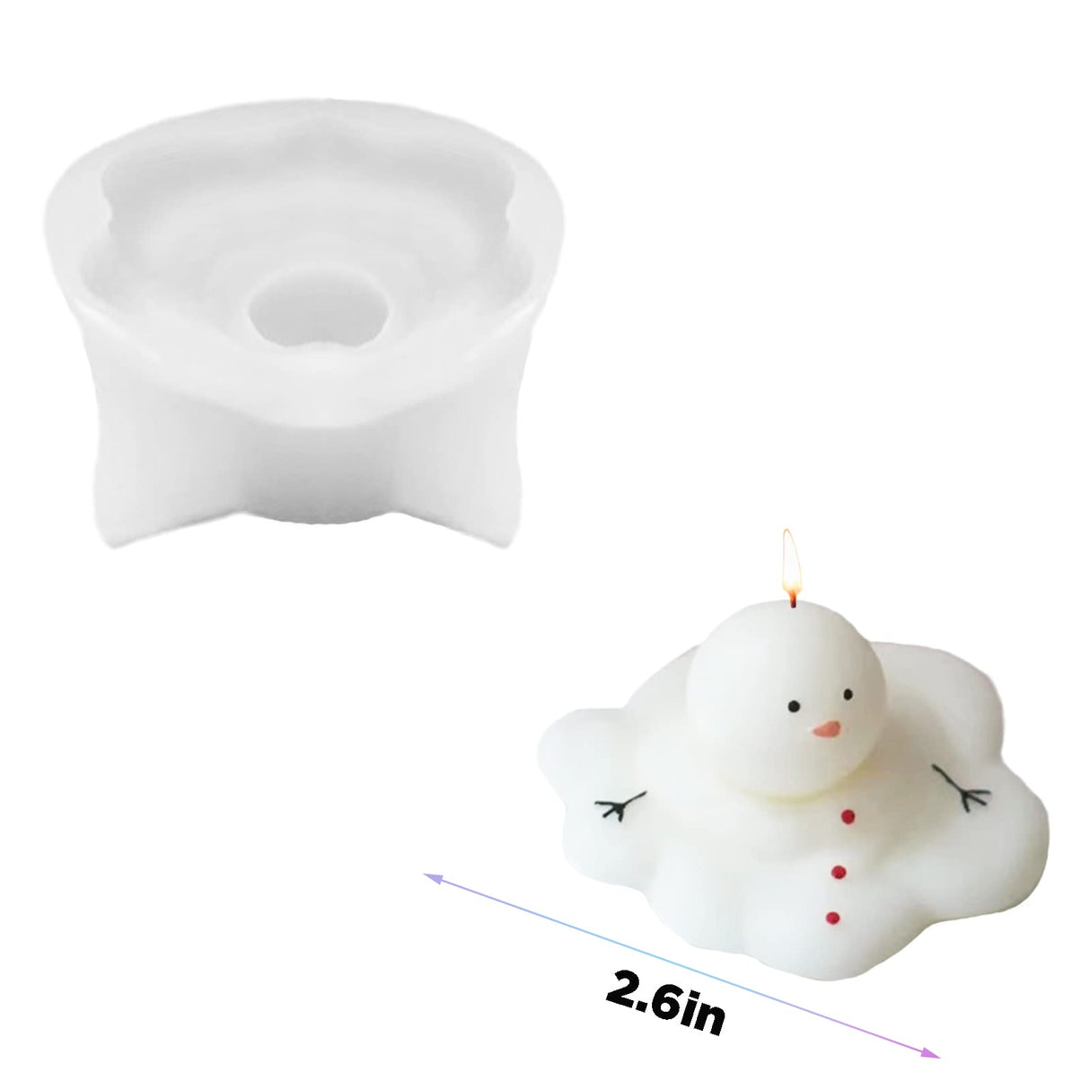 TOPYS Silicone Mold Candle Making Cute Abstract Melting Snowman Design Christmas Party Decoration Candle Form Epoxy Plaster Mould(2.6in) TOPYS