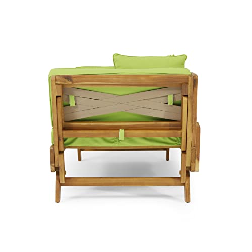 Christopher Knight Home Serene Outdoor Expandable Daybed with Cushions - Acacia Wood - Teak/Light Green/Khaki Christopher Knight Home