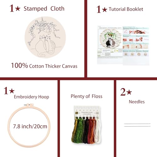 artcici Embroidery Kits Plant Flower Leaf English Letter Patterns for Beginners Adults, Full Range Embroidery Starter Kits Cross Stitch Needlework Supplies (Letter D)