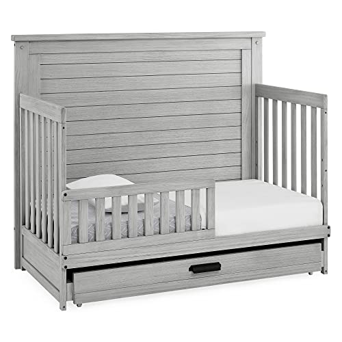 Delta Children Simmons Kids Caden 6-in-1 Convertible Crib with Trundle Drawer, Greenguard Gold Certified, Rustic Mist Delta Children