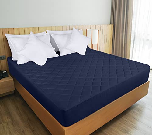 Utopia Bedding Quilted Fitted Mattress Pad, Twin Size, Elastic Fitted Mattress Topper Protector and Cover with Deep Pocket Stretches up to 16 Inches, Machine Washable (Navy) Utopia Bedding