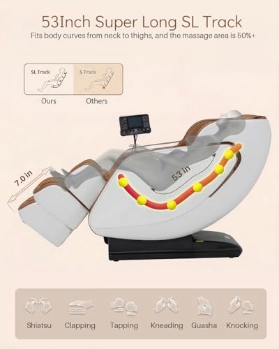 Msutree 3D Massage Chair Full Body, Zero Gravity SL-Track Shiatsu Massage Recliner Chair with Heat, AI Voice Control, Foot Rollers, Airbags, Auto Modes, Smart Screen Controller, White Msutree