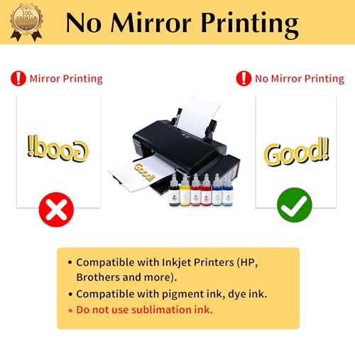 TransOurDream Upgraded Iron on Heat Transfer Paper for T Shirts (8.5x11'', 15 Sheets) Iron-on Transfers Paper for Light Fabric Printable Heat Transfer Vinyl for Inkjet Printer (TOD-4-15) TransOurDream