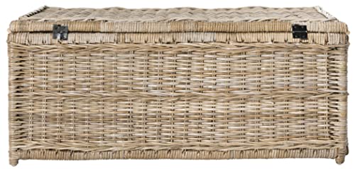 happimess HPM9000C Caden 46" Wicker Storage Trunk, Collapsible for flat storage, Rattan-Kubusoft Gray, Coastal for Office, Dorm Room-LivingRoom, Bedroom, Dining Room, Natural happimess