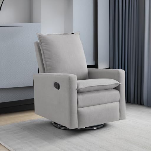 Oxford Baby Uptown Upholstered Swivel Glider and Recliner Nursery Chair, Gray Oxford Baby