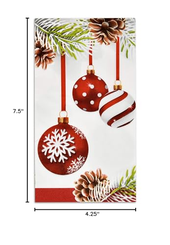 Gift Boutique 100 Christmas Ornament Guest Napkins Disposable Paper Decorative Elegant Xmas Dinner Hand Napkin For Home Kitchen Bathroom Wedding Holiday Decor Gift Boutique