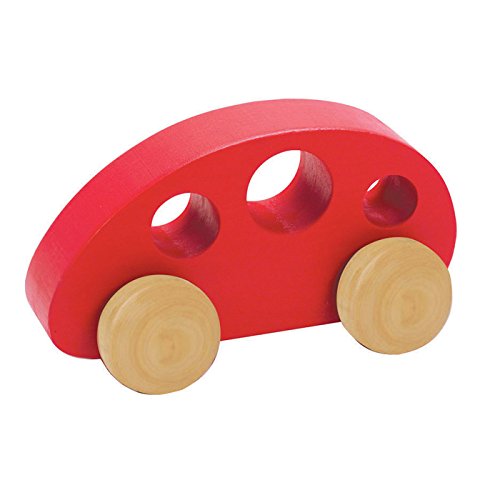 Hape Mini Van Wooden Toddler Toy Vehicle in Red, L: 4.9, W: 2.5, H: 2.8 inch Hape