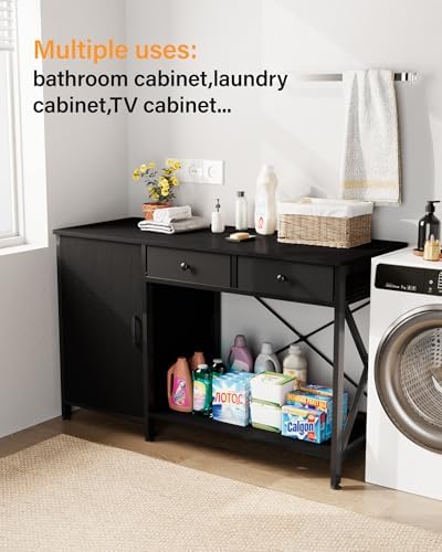 FILKO 40-50 Gallon Fish Tank Stand: Sturdy Aquarium Stand with Storage for 40-50 Gallon Fish Tank - Metal Terrarium Table Cabinet with Power Outlet for Reptile Turtle (55-75 gallon) FILKO