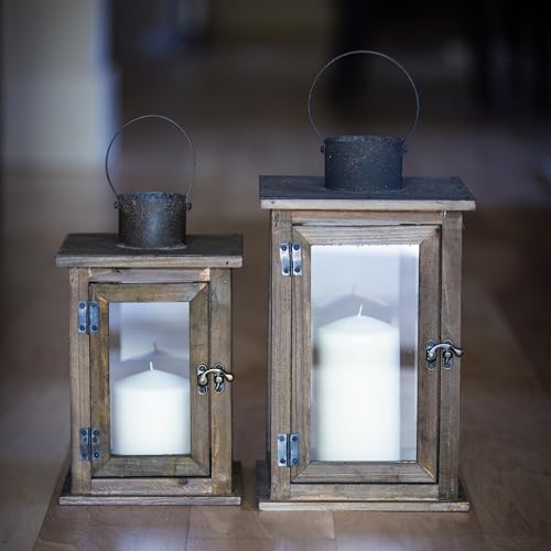 Stonebriar SB-5174B Rustic 12.5" Wooden Candle Lantern, Large, Brown Stonebriar