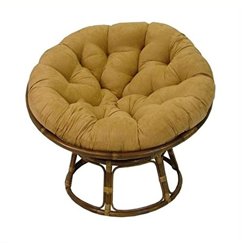 International Caravan Furniture Piece Rattan 42-Inch Papasan Chair with Micro Suede Cushion International Caravan