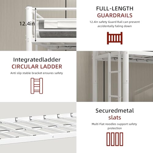 HomeCyber Metal Twin Bunk+Trundle Sleeps 3, Splits into 2 Beds, Reinforced Steel Frame, Noise-Free, Growing Family & Shared Kids Room, No Box Spring, Black HomeCyber