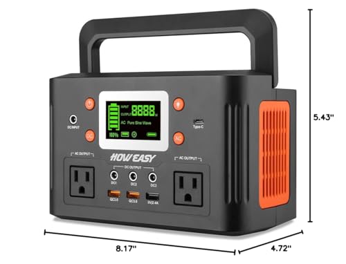 HOWEASY 260W Portable Power Station.178Wh Solar Generator(Solar Panel Not Included) with 2 110V/260W AC Power Socket Backup Power Supply, Suitable for CPAP, Outdoor Camping Travel Home Emergency HOWEASY