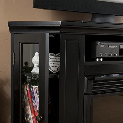 SEI Furniture Claremont Convertible Corner Electric Fireplace Media Stand with Storage, Black SEI Furniture