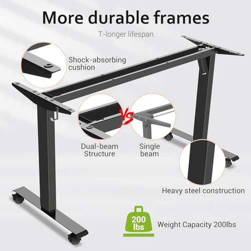 farexon Electric Standing Desk Adjustable Height, 71 x 28 Inch Sit Stand up Desk with Large Mouse Pad, Double Metal Hook,4 Wheels,4 Memory Preset Heights Home Office Computer Desk(Brown) farexon