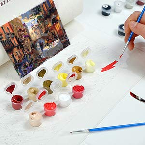 Newsight Paint by Numbers for Adults & Kids & Beginners DIY Acrylic Painting Gift Kits Drawing Paintwork with Paintbrushes 16 * 20inch Venice Street Newsight