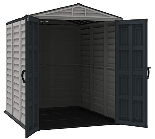 Duramax YardMate 5' x 8' Plus Plastic Garden Shed with Plastic Floor - Anthracite & Adobe - 15 Years Warranty DURAMAX