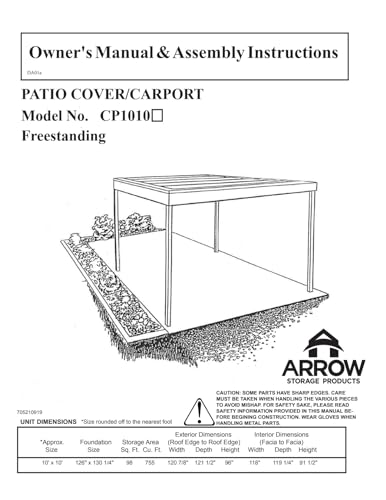 Arrow Sheds CP1010 Free Standing Car Port, 10 by 10-Feet Arrow