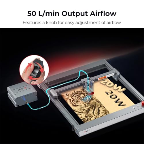 Ortur Air Assist Pump 0-50L/min for Ortur Laser Engraver, Laser Module LU3-20A, LU2-10A & More – Adjustable Airflow, Enhances Cutting Speed, Edge Cleaner, Removes Smoke & Dust, Protects Laser Lens Ortur