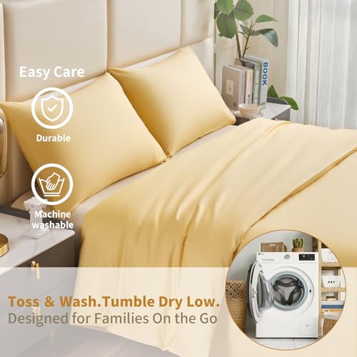 3-Piece Duvet Cover Set, 100% Cotton Solid Color - Modern Minimalist Bedding Set with 1 Duvet Cover & 2 Pillowcases(Yellow, King) Volcano King Coffee