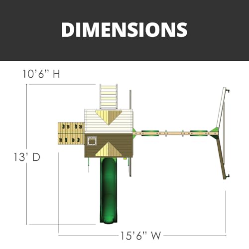 Gorilla Playsets 01-0021 Nantucket II Wood Swing Set with Wood Roof, Two Swings, Slide, Sandbox Area, Rock Wall, Redwood Color Gorilla Playsets