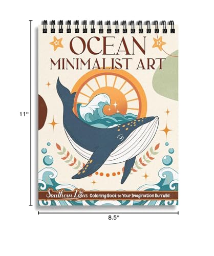 SOUTHERN LOTUS Experience Serenity with Spiral Coloring Book: Ocean Minimalist Art Edition - Spiral Bound, Featuring Inspiring Animal Designs for Stress-Relief & Relaxation. minimalist art lovers! SOUTHERN LOTUS