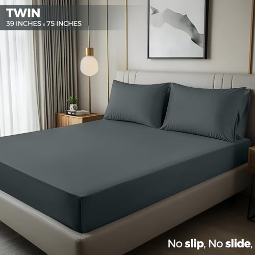 Utopia Bedding Twin Fitted Sheet - Bottom Sheet - Deep Pocket - Soft Microfiber - Shrinkage and Fade Resistant - Easy Care -1 Fitted Sheet Only (Grey) Utopia Bedding