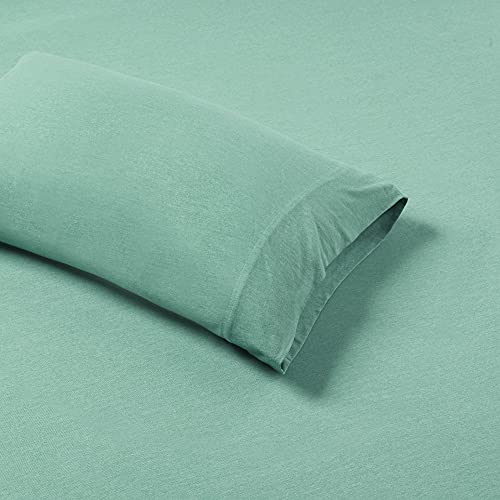 Intelligent Design Cotton Blend Jersey Knit Bed Sheet Set Wrinkle Resistant, Soft Sheets with 14" Deep Pocket, All Season, Cozy Bedding-Set, Matching Pillow Case, Queen, Aqua 4 Piece Intelligent Design