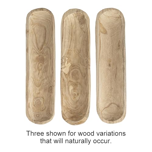 Creative Co-Op Paulownia Wood Oval Bowl | Brown | 22.75" L x 6" W x 3.25" H | Creative Co-Op