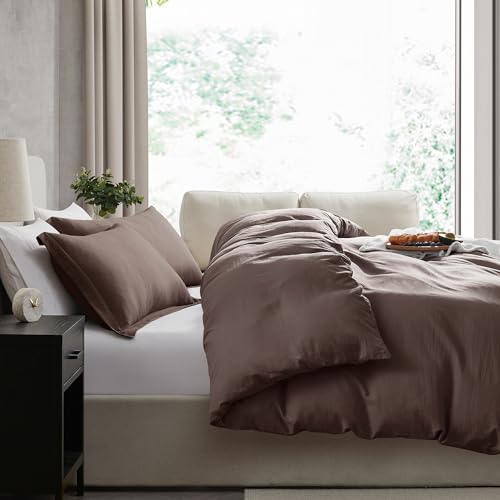 Nestl Twin Duvet Cover Set - Soft Prewashed Chocolate Brown Duvet Cover Twin/Twin XL, 2 Piece, with Zipper Closure, 1 Duvet Cover 68x90 inches and 1 Pillow Sham