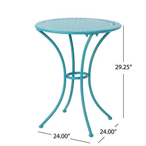 Christopher Knight Home Lourdes Iron Bistro Set, 3-Pcs Set, Matte Teal Christopher Knight Home