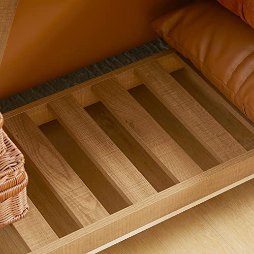 HOMCOM Console Table, Farmhouse Entryway Table with Storage Slatted Shelf, Rustic Sofa Table with Anti-Tipper for Living Room, Hallway, Brown HOMCOM