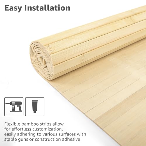 Art3d Natural Bamboo Wall Panel for Interior Wall Decor, Renewable Pole Wrap Wainscoting Paneling for Wall Ceiling Furniture Cabinet Office, 48 x 96 Inch - Raw Art3d