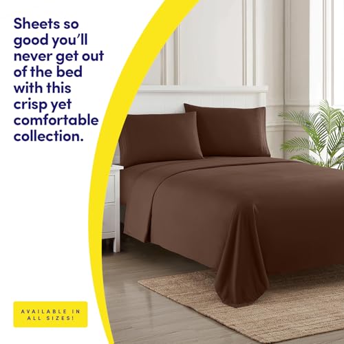 1500 Supreme Collection Bed Sheets - 4 Piece Bed Sheet Set Deep Pocket Wrinkle Free Hypoallergenic Bedding - Full, Brown Sweet Home Collection