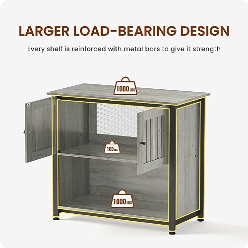 Tatub 40-50 Gallon Fish Tank Stand with Cabinet, Metal Aquarium Stand for Accessories Storage, Reptile Tank Turtle Terrariums Table Bearable 1000LBS, Accommodates 2 Aquariums, Grey Tatub