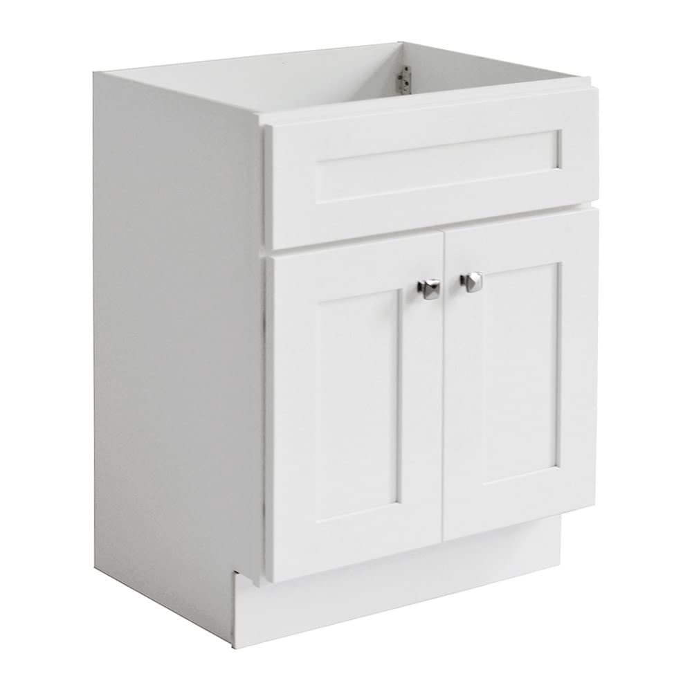 Brookings 24 Inch Bathroom Vanity, Ready to Assemble, Solid Wood, Sherwin Williams® White – Design House, 586933 Design House