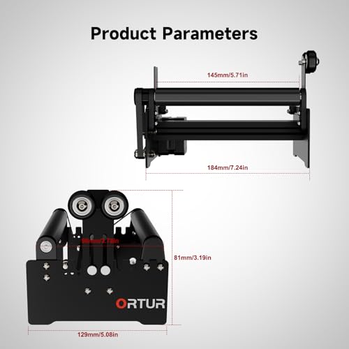 Ortur YRR2.0, Y-axis Laser Rotary Roller for Most Laser Engraver, 7 Adjustable Width Settings, Diameter Range from 8 mm to 110 mm for Engraving Cylindrical Objects, Tumblers, Wine Glass Ortur