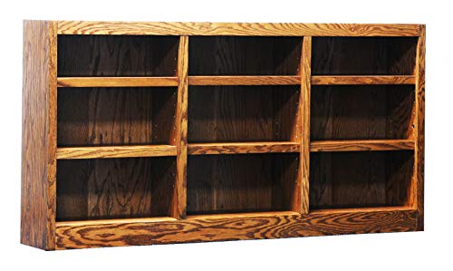 36" Triple Wide Wood Bookcase with 9 Shelves in Dry Oak Finish - Adjustable & Fixed Storage by Concepts In Wood Concepts In Wood