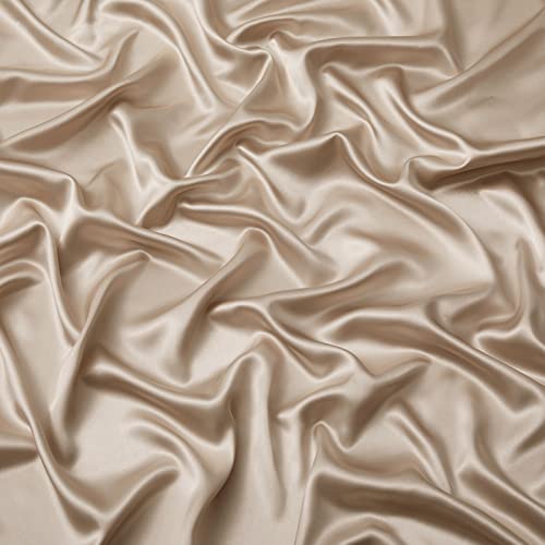 VACVELT 3pcs Extra Deep Pocket Satin Fitted Sheet Set King Bed Set, Beige Bottom Sheet Fit 18-24 Inch Deep Pocket Mattress, Silky Bedding Set Soft & Ultra Deep Fitted Sheet & 2 Pillowcase VACVELT